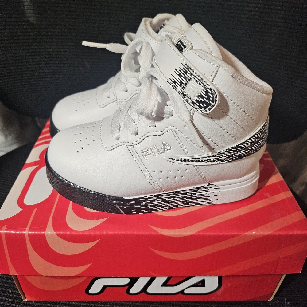 FILA Kids White and Black Sneakers